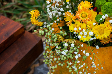 Autumn flowers bad for party decorationsの写真素材