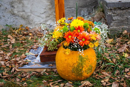 Autumn flowers bad for party decorationsの写真素材