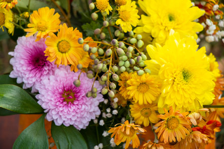 Autumn flowers bad for party decorationsの写真素材