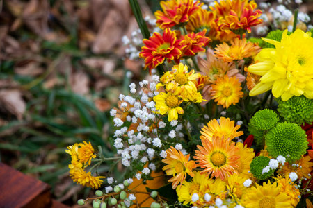 Autumn flowers bad for party decorationsの写真素材