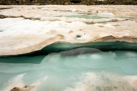Frozen lake in Samegrelo mountains in Georgia,の写真素材