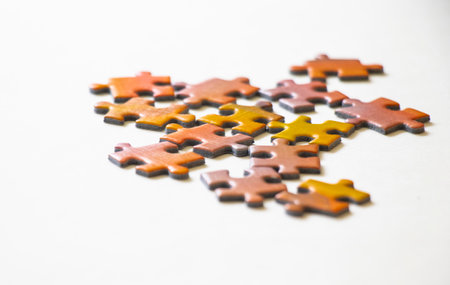 Colorful puzzles on the white background