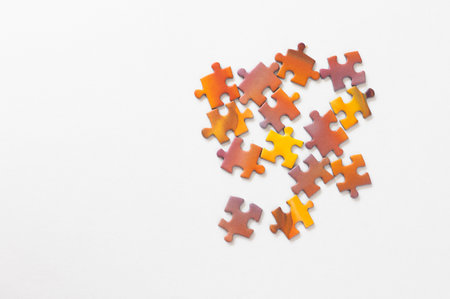 Colorful puzzles on the white backgroundの写真素材