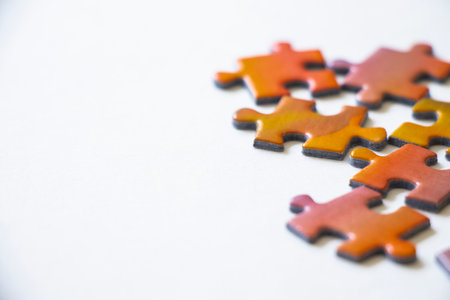 Colorful puzzles on the white backgroundの写真素材