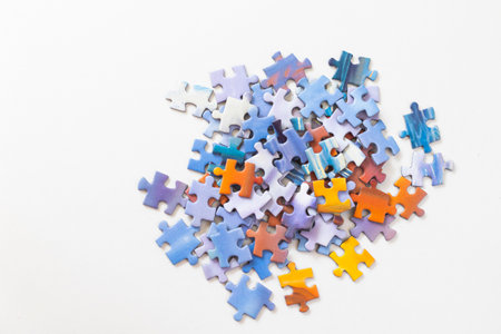Colorful puzzles on the white backgroundの写真素材