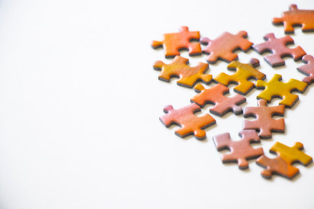 Colorful puzzles on the white backgroundの写真素材