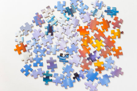 Colorful puzzles on the white backgroundの写真素材