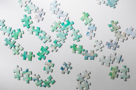 Colorful puzzle on the white backgroundの写真素材