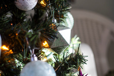 christmas tree and decorationsの写真素材