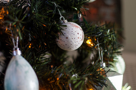 christmas tree and decorationsの写真素材
