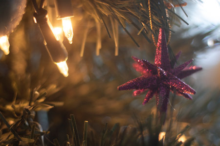 christmas tree and decorationsの写真素材