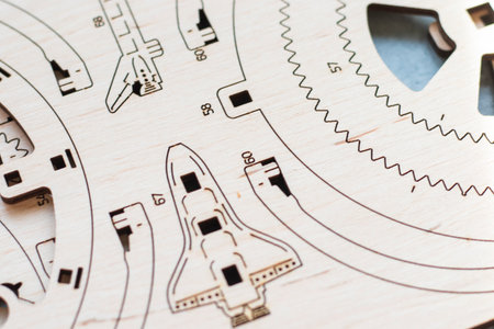 Wooden 3D puzzle details close-upの写真素材
