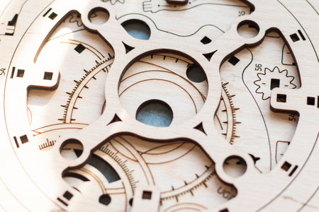 Wooden 3D puzzle details close-upの写真素材