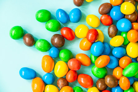 colorful sweet candy background, high angle viewの写真素材
