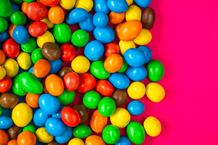 colorful sweet candy background, high angle viewの写真素材