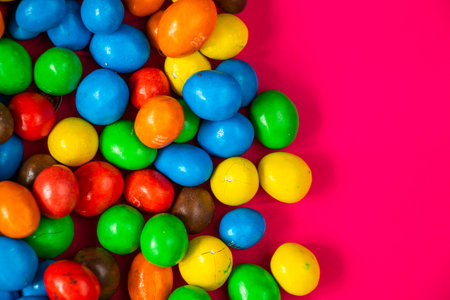 colorful sweet candy background, high angle viewの写真素材