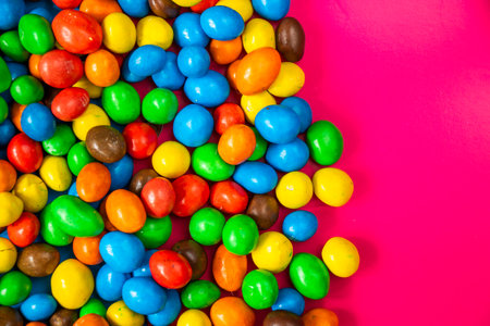 colorful sweet candy background, high angle viewの写真素材