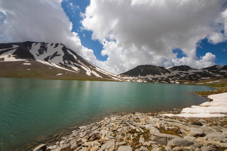 Khelistsadi lake in truso, Georgia. mountain lake landscape