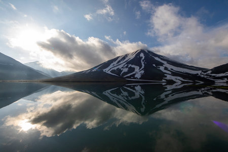 Khelistsadi lake in truso, Georgia. mountain lake landscapeの写真素材