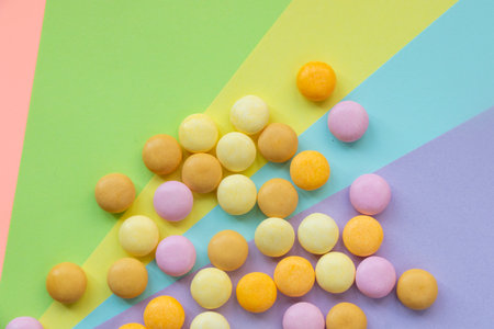 Candy on the color backgroundの写真素材
