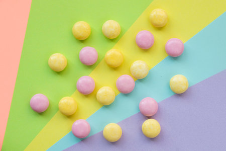 Candy on the color backgroundの写真素材