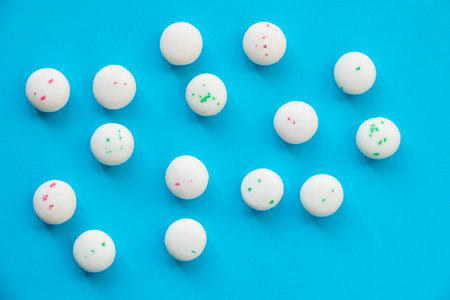 Candy on the blue backgroundの写真素材