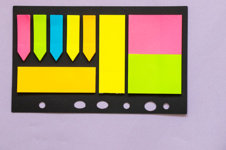 paper bookmarks for notes, colorful background