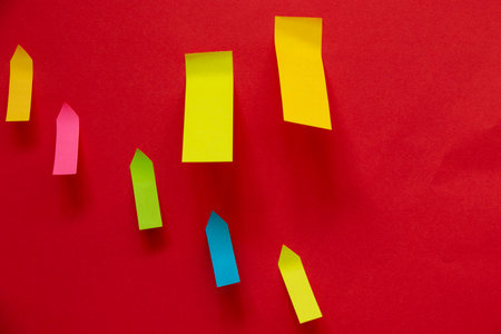 paper bookmarks for notes, colorful background