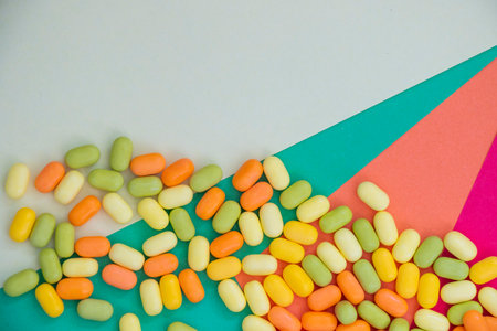 Candy on the colorful background, beautiful wallpaperの写真素材