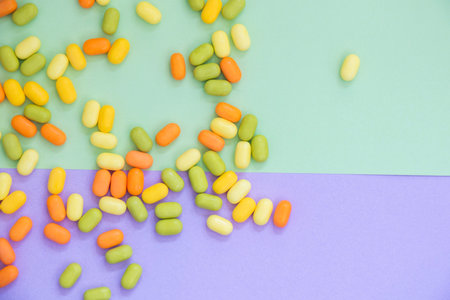 Candy on the colorful backgroundの写真素材
