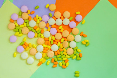 Candy on the colorful background, beautiful wallpaperの写真素材