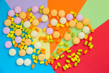 Candy on the colorful background, beautiful wallpaperの写真素材