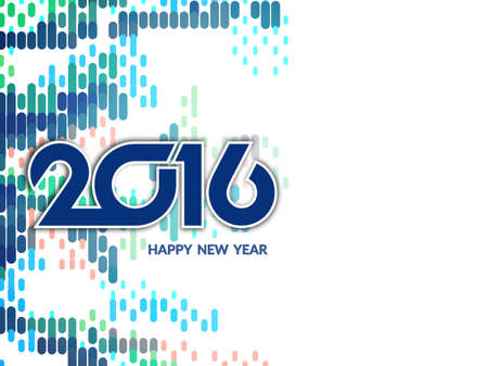 Colorful modern happy new year 2016 greeting card design.のイラスト素材