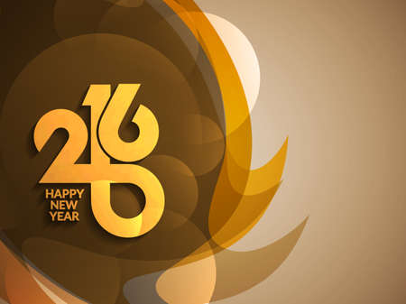 Colorful modern happy new year 2016 greeting card design.のイラスト素材