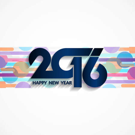 Colorful modern happy new year 2016 greeting card design.のイラスト素材