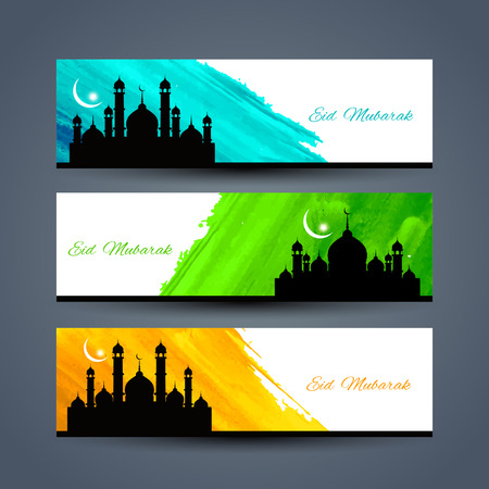 Eid mubarak headersのイラスト素材