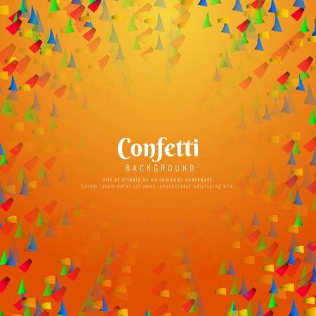 Abstract pattern of multicolored triangular confetti in golden backgroundのイラスト素材