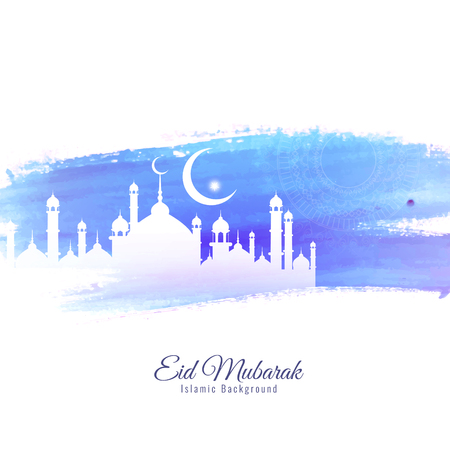 Abstract Eid Mubarak watercolor background designのイラスト素材