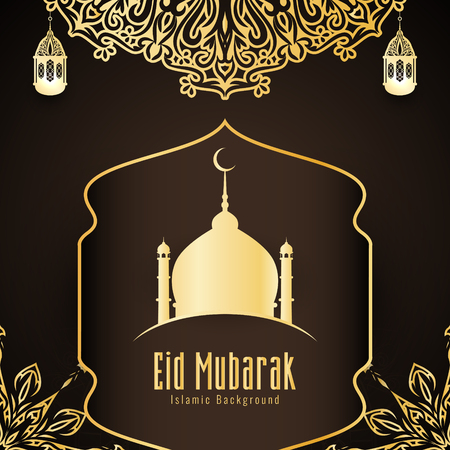 Abstract Eid Mubarak stylish greeting backgroundのイラスト素材
