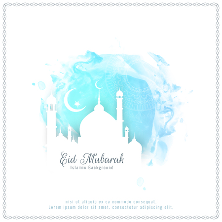 Abstract Eid Mubarak stylish watercolor backgroundのイラスト素材