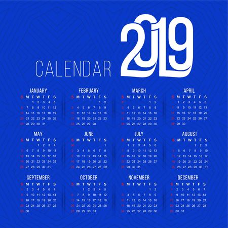 Modern New Year 2019 calender design templateのイラスト素材