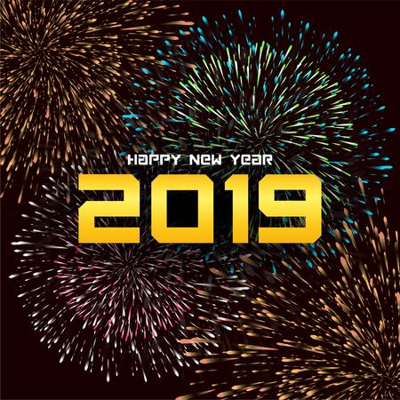 Abstract Happy new year 2019 celebration backgroundのイラスト素材
