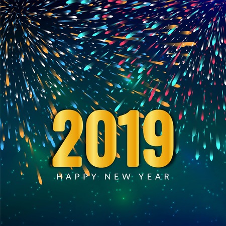 Abstract Happy new year 2019 celebration backgroundのイラスト素材