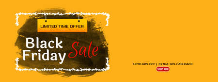 Black friday sale flat design yellow banner vectorのイラスト素材