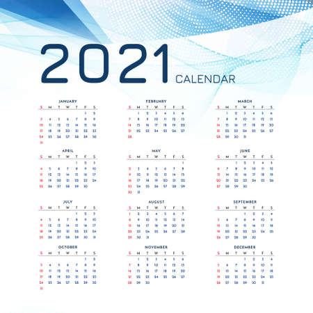 Stylish 2021 new year calendar modern template vectorのイラスト素材