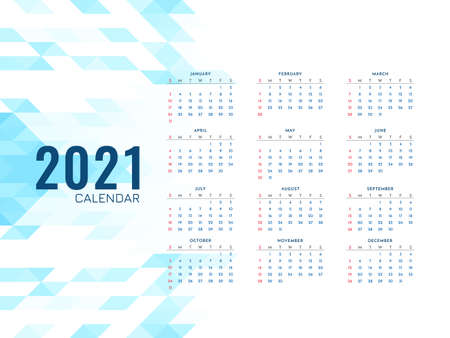Blue mosaic 2021 new year calendar modern design vectorのイラスト素材