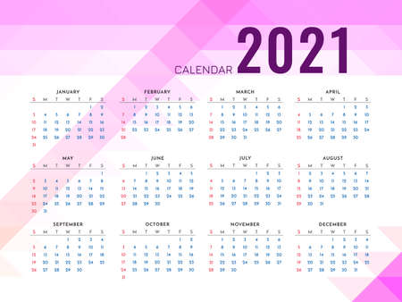 Pink geometric 2021 new year calendar template vectorのイラスト素材