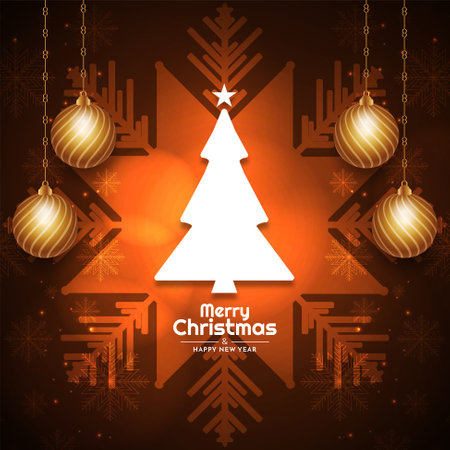 Brown color beautiful Merry Christmas background vectorのイラスト素材