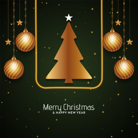 Glossy golden ornaments for Merry Christmas background vectorのイラスト素材