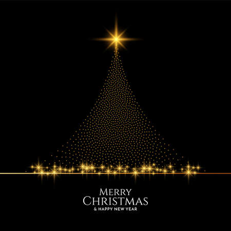 Merry Christmas background shiny dotted tree design vectorのイラスト素材
